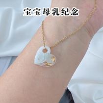 Heart-shaped necklace pendant breast milk fetal hair new baby fetal hair souvenir diy homemade material silver package preservation