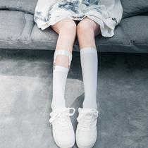 Dark jk socks female ins tide middle tube Net red tremble sound thin leg uniform punk calf socks buckle leg ring thin