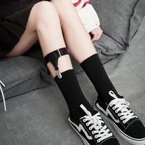 Calf socks womens thin jk socks womens tide socks net cotton uniform lolita knee socks buckle leg ring