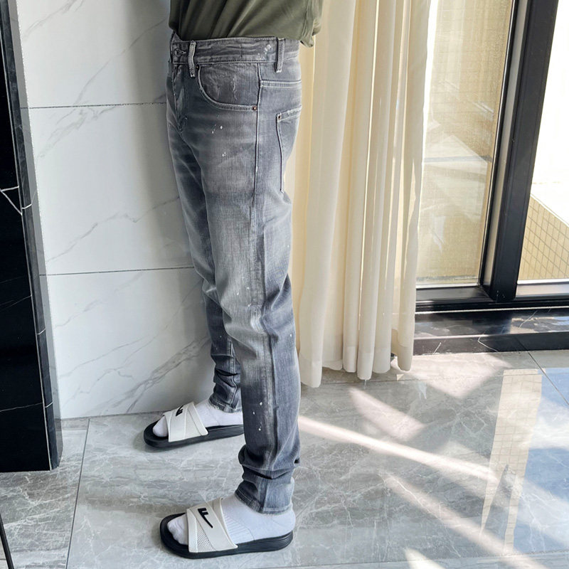 25春新四季牛仔裤男D2 dsquare弹力修身小脚长裤 灰色水洗 欧洲站 2