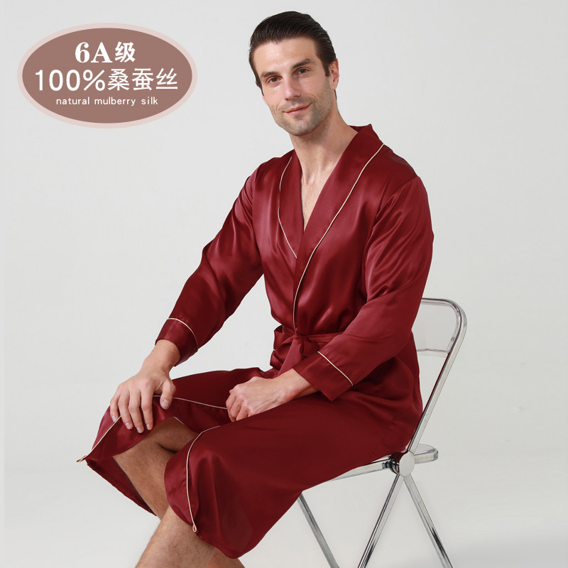 2025 new arrival: 100% mulberry silk robe for men, long sleeve silk ...