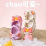 Летние нескользящие тапочки для принцессы, сандалии с бантиком, пляжная обувь, подходит для подростков, мягкая подошва