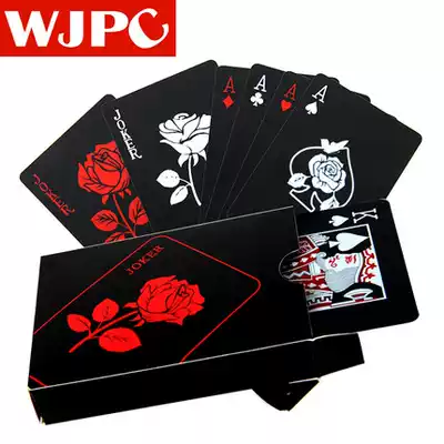 Rose black plastic playing cards Cool flower cut practice cards Waterproof close-up magic props Poker collection