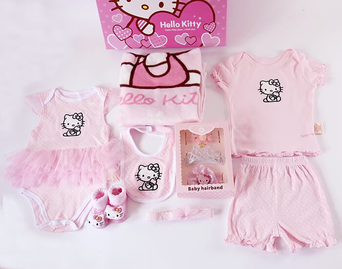Baby girl Hellokitty hộp quà bé xuân hè hè quần áo sơ sinh cotton phù hợp với trăng rằm quà tặng trăm ngày đồ sơ sinh bé gái