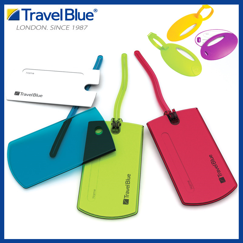 TravelBlue blue travel suitcase hang tag luggage name address tag label code card consignment identification eye-catching card