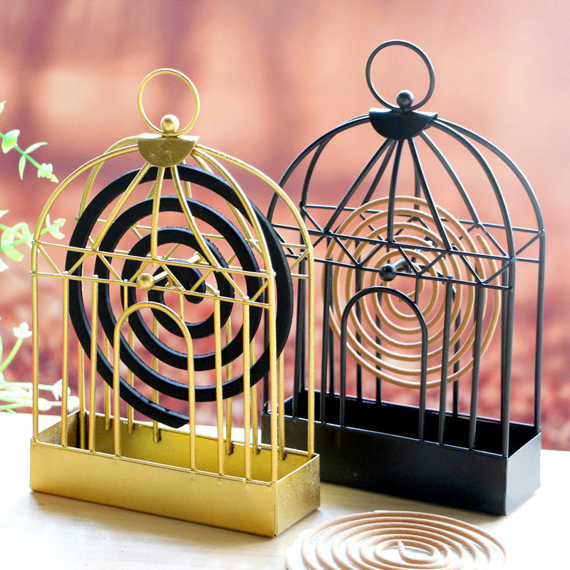 Bird Cage Mosquito-Repellent Incense Tray Home Metal Grainy tray Hanging with lid Incense Stove Mosquito Incense Box Rack Fire Multifunction Creativity