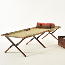 HK Shiliang store single folding bed Black walnut solid wood pepper salt retro portable outdoor camping table