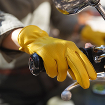 HK Deerskin retro riding outdoor windproof warm wear-resistant plus velvet unisex three-color full leather gloves