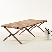 HK Shiliang store folding several L models of black walnut solid wood retro portable outdoor camping courtyard multi-function long table