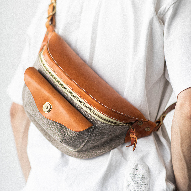 Hk Pepper Salt Workwear Canvas Chest Bag Ap-2 Trendy Casual Backpack Crossbody Vintage Cycling Waist Bag Shoulder Bag Hk Pepper Salt Workwear Canvas Chest Bag Ap-2 Trendy Casual Backpack Crossbody Vintage Cycling Waist Bag Shoulder Bag