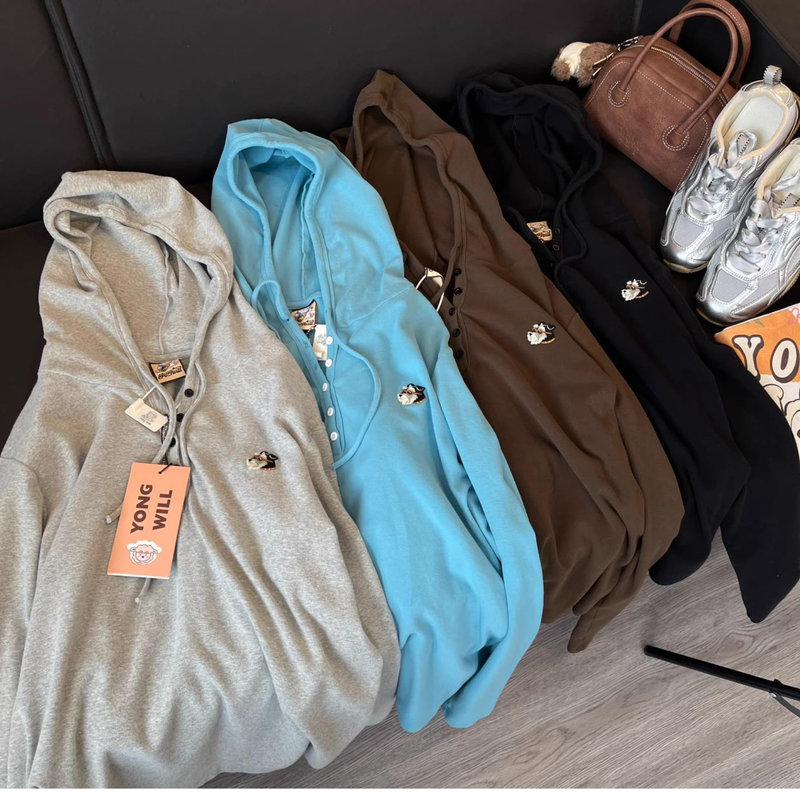 Autumn and Winter Yongwill Lamb Wool Paper Bag 280g Pure Cotton'Henry Collar Hooded' Long-Sleeve Inner Layer T-Shirt Autumn and Winter Yongwill Lamb Wool Paper Bag 280g Pure Cotton'Henry Collar Hooded' Long-Sleeve Inner Layer T-Shirt