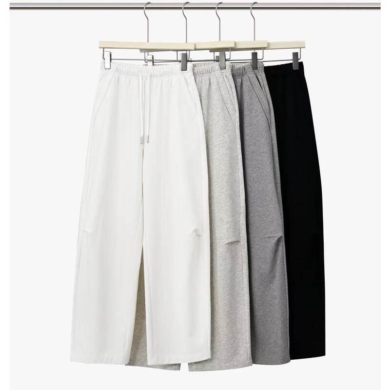 Special Offer: Solid Color, Simple, Relaxed Style, Stylish Loose-Fitting Pleated Combed Cotton Wide-Leg Pants. Haijia 3848