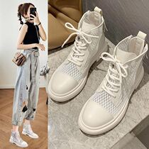 Martin boots summer breathable ladies British style 2022 summer thin section all-match flat ankle boots skinny boots mesh boots