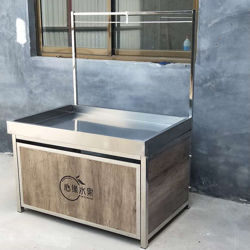 Single layer stainless steel fruit and vegetable rack Vegetable Rack Fruit Racks Thickened Bright Light Raw Fresh Rack Aquatic Shelf Seafood Supermarket Shelves