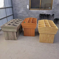 Supermarket Rice Grain Bucket Rice Bucket Rice Hopper Assembled twelve Grice flour Wood shelves Five-grain Cereals Cabinet Dried Fruit Bulk Containers