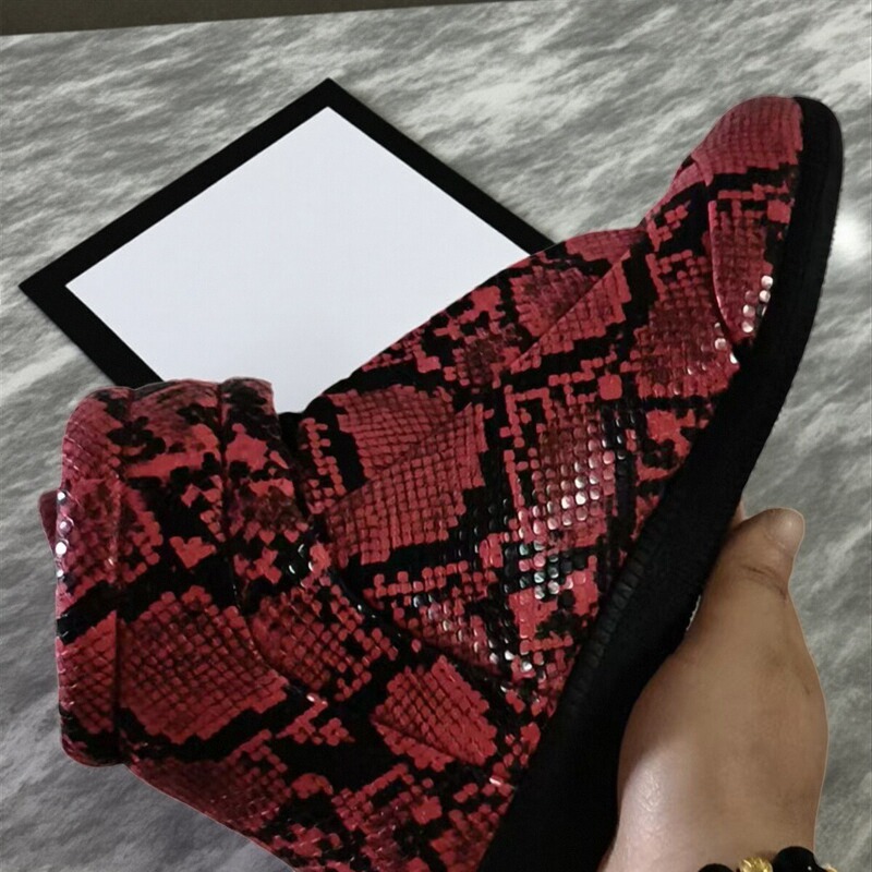 Large Size Men's Shoes, Non-Slip Casual Sneakers, Non-Slip Fashionable Snakeskin Pattern High-Top Velcro European and American Trendy Men's Shoes