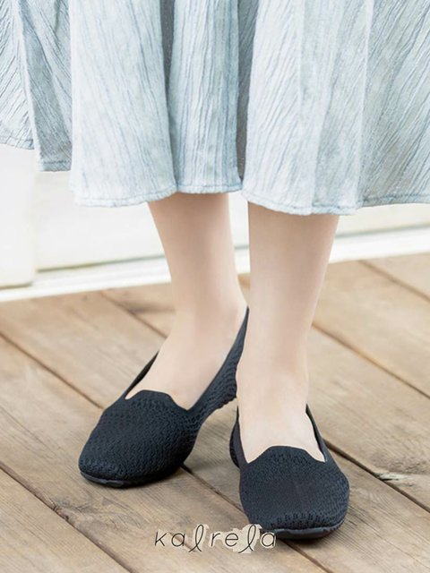 Big Sale Japanese Imported Naigai Comfort Fly Knitted Lightweight Soft-Soled Women's Shoes Loafers