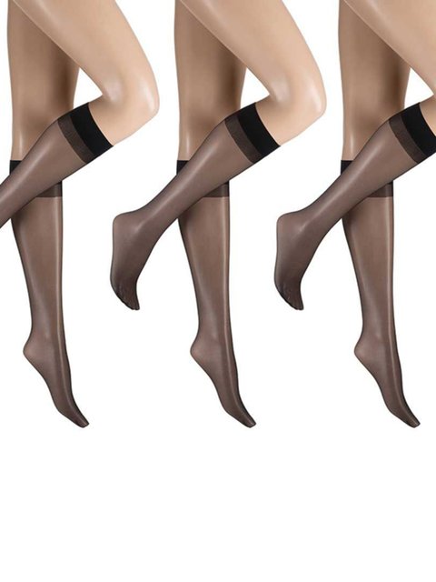 [3 Pairs Pack] German Imported Hudson Simply Shine 15D Glossy Silky Mid-Calf Socks for Women