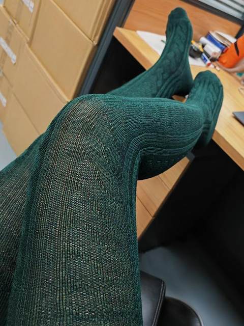 German Imported Hudson Winter Plait Wool-Blend Cable Knit Autumn and Winter Warm Semi-Sheer Tights