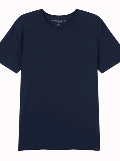 Centennial-Old British Brand Dr Imported Derek Rose Round-Neck Cool 95% Pure Cotton Modal Base Shirt T-Shirt for Men