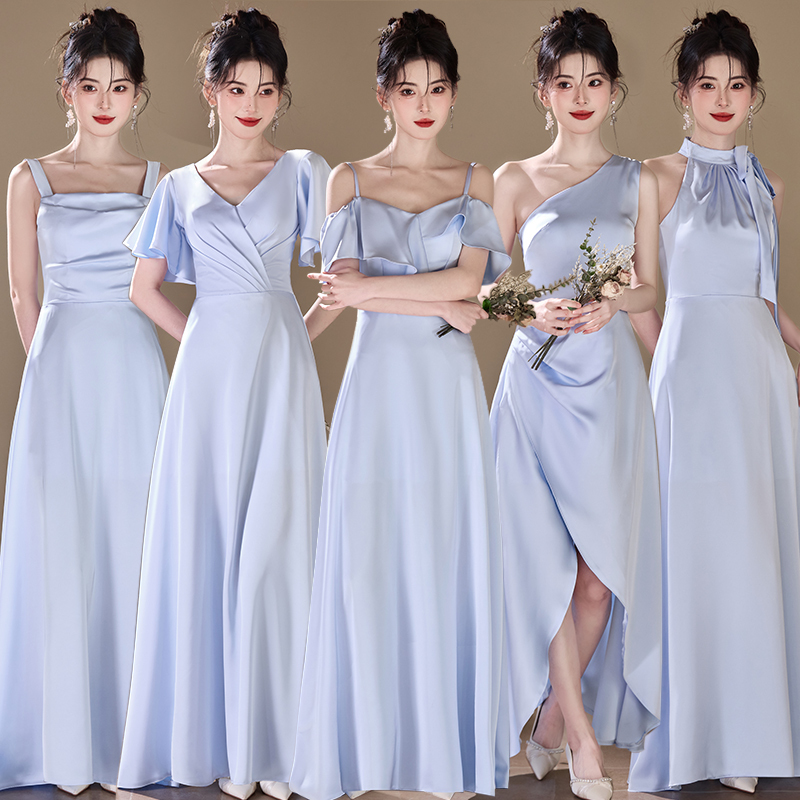Blue Bridesmaid Dress 2026 New High-End Fairy-Like Wedding Sister Group Dress That Can Be Worn Casually during Graduation Season and for Banquets