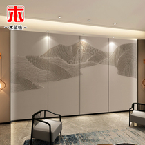 Hard-packed TV wall living room sofa finely carved background wall Chinese-style three-dimensional relief hard-packed hotel bedside background wall