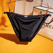Pro-skinny ice velvety Comfortable Breathable Lady Black Underwear Ultra Slim Triangle Pants Sexy Seductive Lace Small Inner