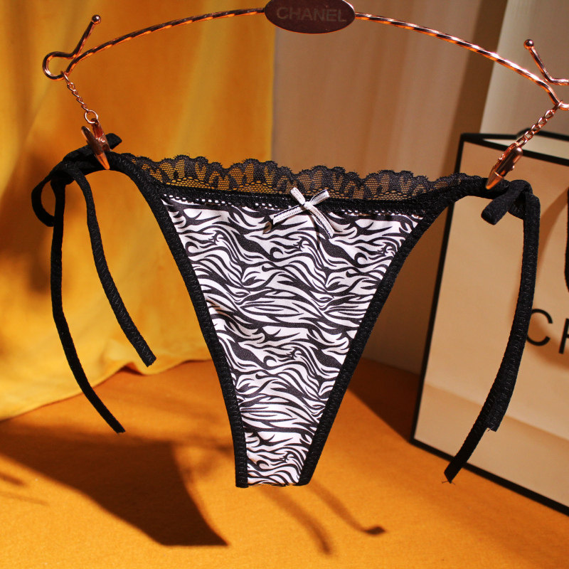 (Extraordinarily good quality) lace sexy thong women's lace zebra print T pants hot temptation thin belt panties