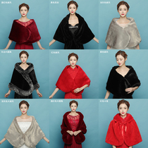 Fall new bridal Bride Wedding fur jacket Fur Fur Coats Wedding Party Gown Cape Girl