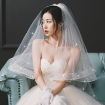 Head yarn bridal headwear ultra-sensual nemesis nemesis red photo props main wedding dresses head yarn shiny starred stars empty head yarn short