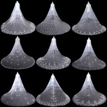 Starry Sky Head Yarn Bride Main Wedding Dress White Long champagne Champagne Trailing head yarn headwear Supersensual wedding retro