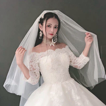Wedding dresses head yarn bare yarn shorts female brides Korean minimalist headwear headwear overfairy nemesis red photo-head yarn white