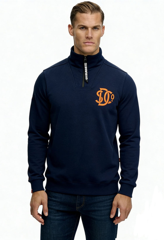Superdry Men's Sweatshirt with Half-Zip Stand Collar, Casual Oversized Pullover, Commuter Top Polo