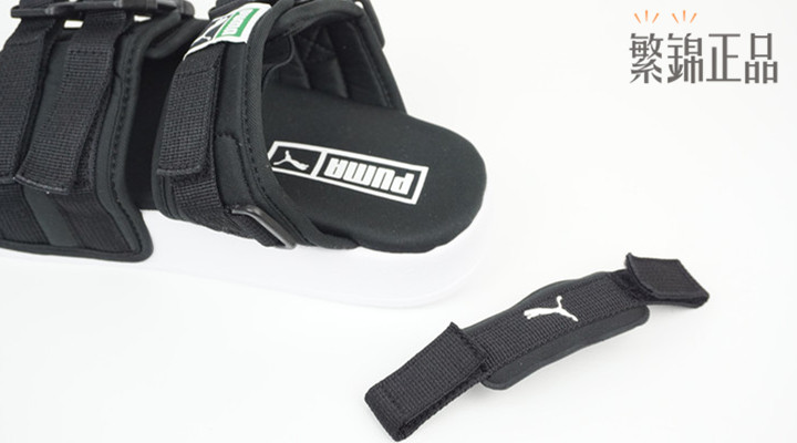 Puma Hummer Sandals Velcro quai dép đi biển Thể thao nam và nữ đen trắng xăng đan đế bằng