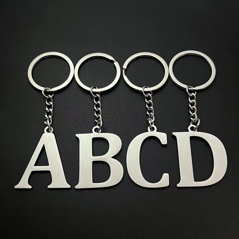 Creative 26 English Alphabet Keychains, Stainless Steel Letter Keychains, Small Pendant Combination Alphabet Gifts