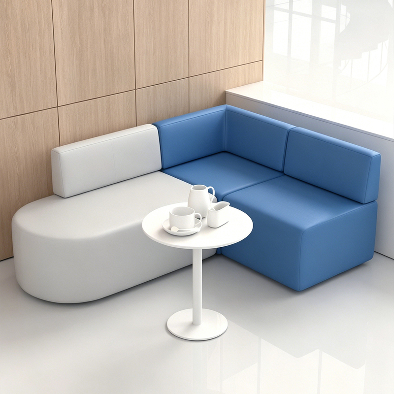 Creative Rest Area Reception Sofa for Training Institutions, Leisure-Shaped Minimalist Waiting and Meeting Coffee Table Set