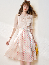 Sandro Beytagh French dress 2021 new goddess fan top polka dot skirt two-piece suit