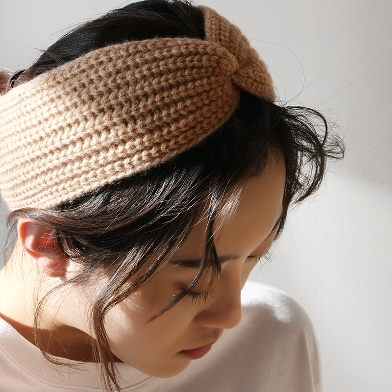 COSHILLY German customer custom minimalist retro cashmere warm protective ear cover handknitted female hair band hair stirrup