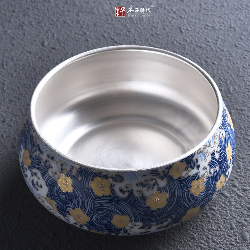Jingdezhen enamel color pure silver tea washing day style ceramic water pelvis tea furniture accessories Home tea cup wash and pen wash