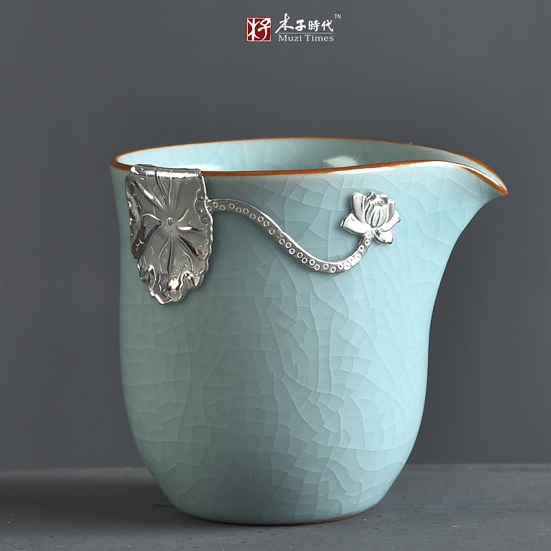 The Ru Kilo kiln artisanal inlaid silver fair cup large number of tea-ware uniform cup ceramic tea sea korn tea accessories special price