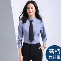 Round Collar Career Shirt Woman Long Sleeve Work Suit Property Tooling 4S Positive Dress Custom Embroidered LOGO Grey Lining
