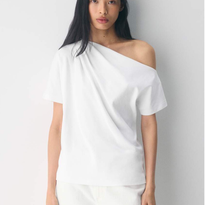 Aritzia Summer Women's Clothing Babaton Interlock Off-Shoulder Loose Cotton T-Shirt 126775 Aritzia Summer Women's Clothing Babaton Interlock Off-Shoulder Loose Cotton T-Shirt 126775
