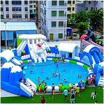 Mobile childrens water park equipment bracket swimming pool inflatable slide water park amusement facility outdoor