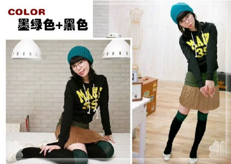 Hàn Quốc khâu trên đầu gối vớ dài cọc cọc vớ Mùa thu và mùa đông ấm áp cotton chống trượt cao