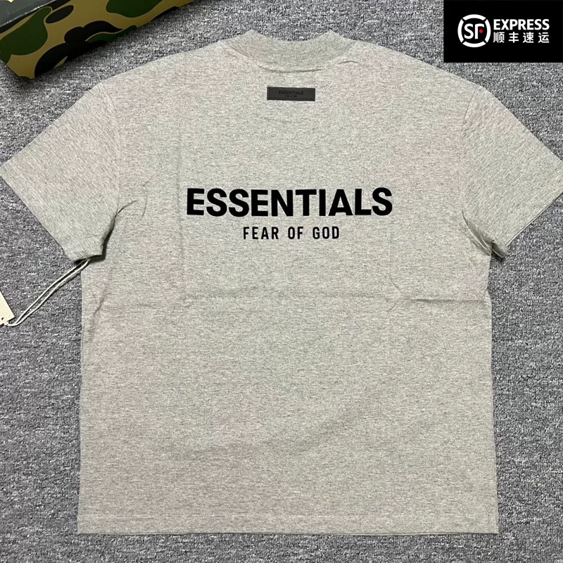 FOG Essentials американская версия футболка с короткими рукавами, свободная парная хлопковая футболка, casual футболка с черной надписью, темно-индермолный серый молодежный стиль футболка, лето 2022 дышащая мужская футболка короткими рукавами