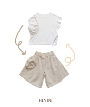 HININI21 summer new children and girls cotton childlike T-shirt Modal solid color shorts set can be sold