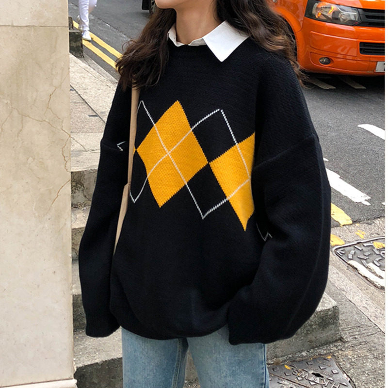 Womens Sweater Winter Geometric Pattern Fashion Basic Casu