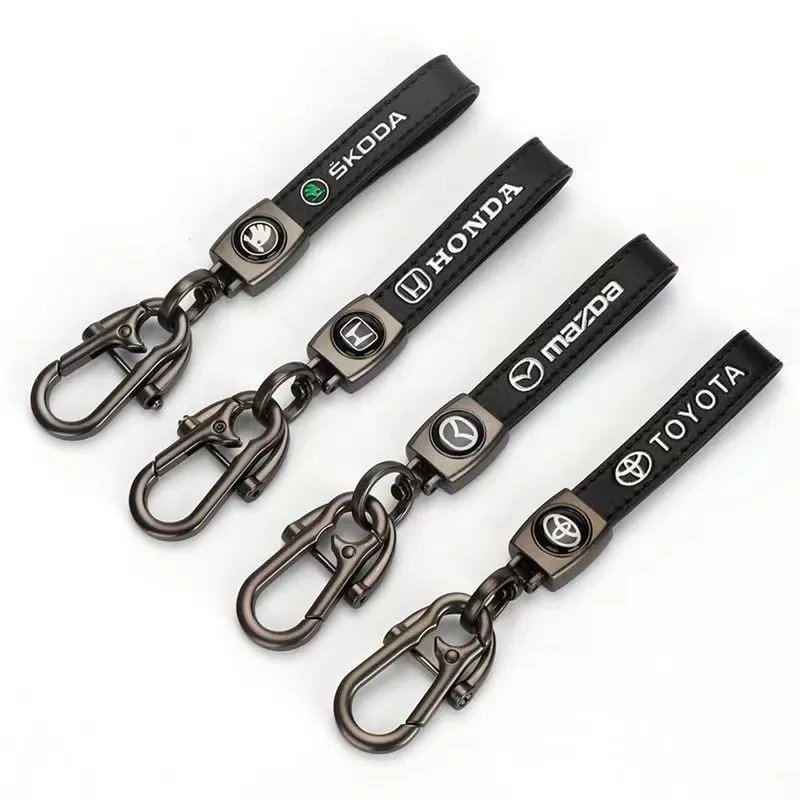 Car Keychain Chain Rope Car Logo Brand Exclusive Personalized Classy Leather Metal Shell Bag Accessories Pendant