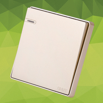 CHINT switch socket one open double control large board switch 86 type 2C single open two control panel Champagne gold embedded steel frame