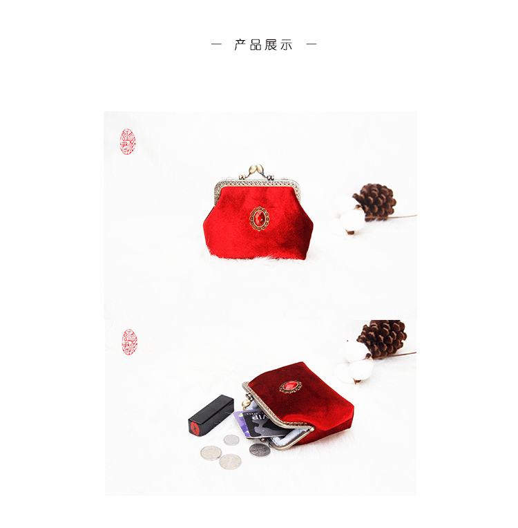 Rainbow Jun Handmade Bag Thiết kế độc lập Velvet Gemstone Vintage Gold Bag Joker Mini Coin Purse Messenger Bag - Ví tiền ví coach nam
